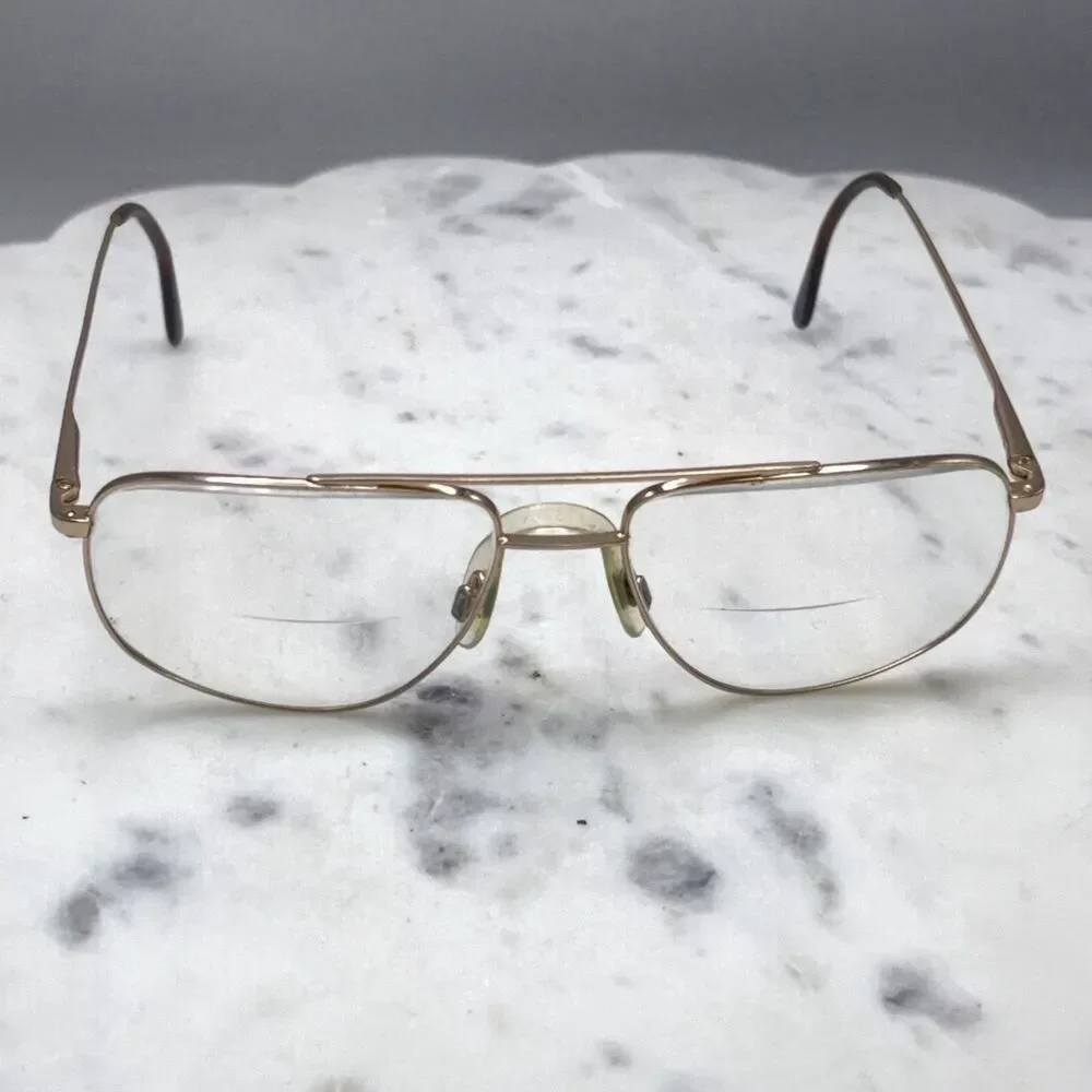 Vintage Marcolin MOD 6355 COL GEP Gold Aviator Eyeglasses Frames Only 56-17-145